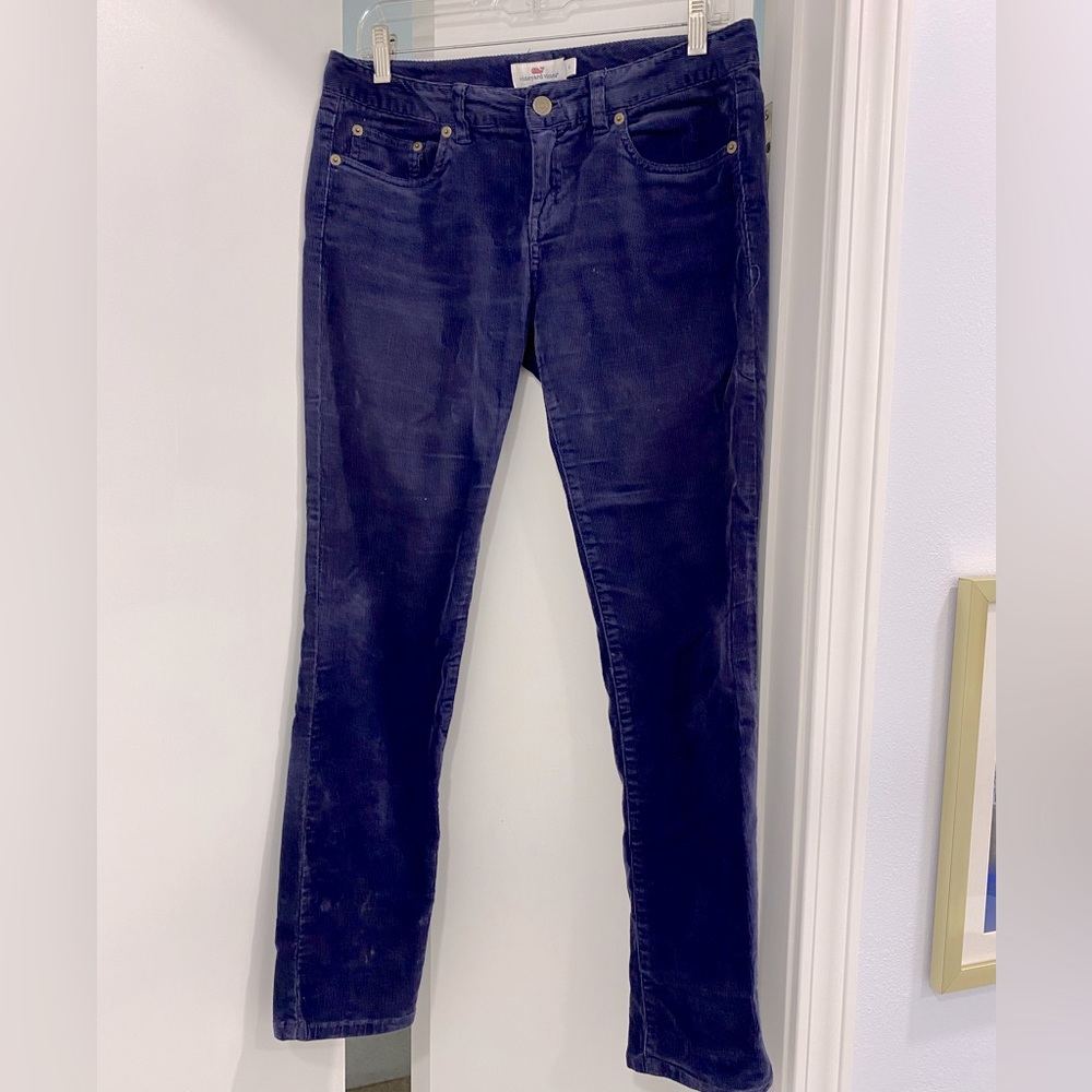 EUC Vineyard Vines Navy Denim Blue Corduroy Straight Fit Ankle Pants sz 4 Small
